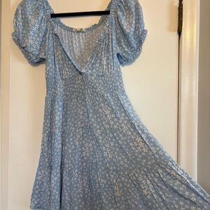 La Hearts Light Blue Floral Mini Dress